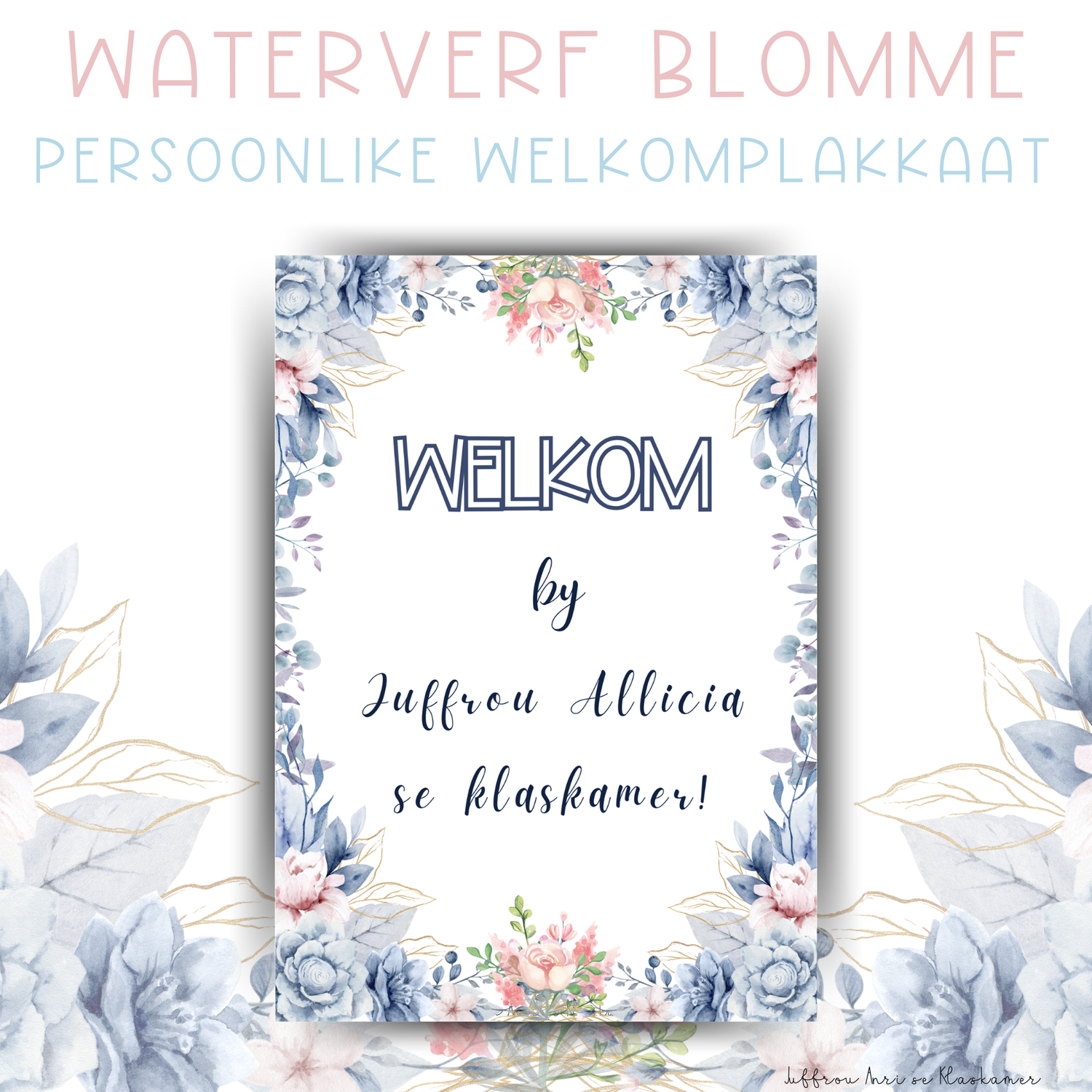 Persoonlike Welkomplakkaat - WATERVERF BLOMME