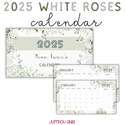 2025 WHITE ROSES CALENDAR