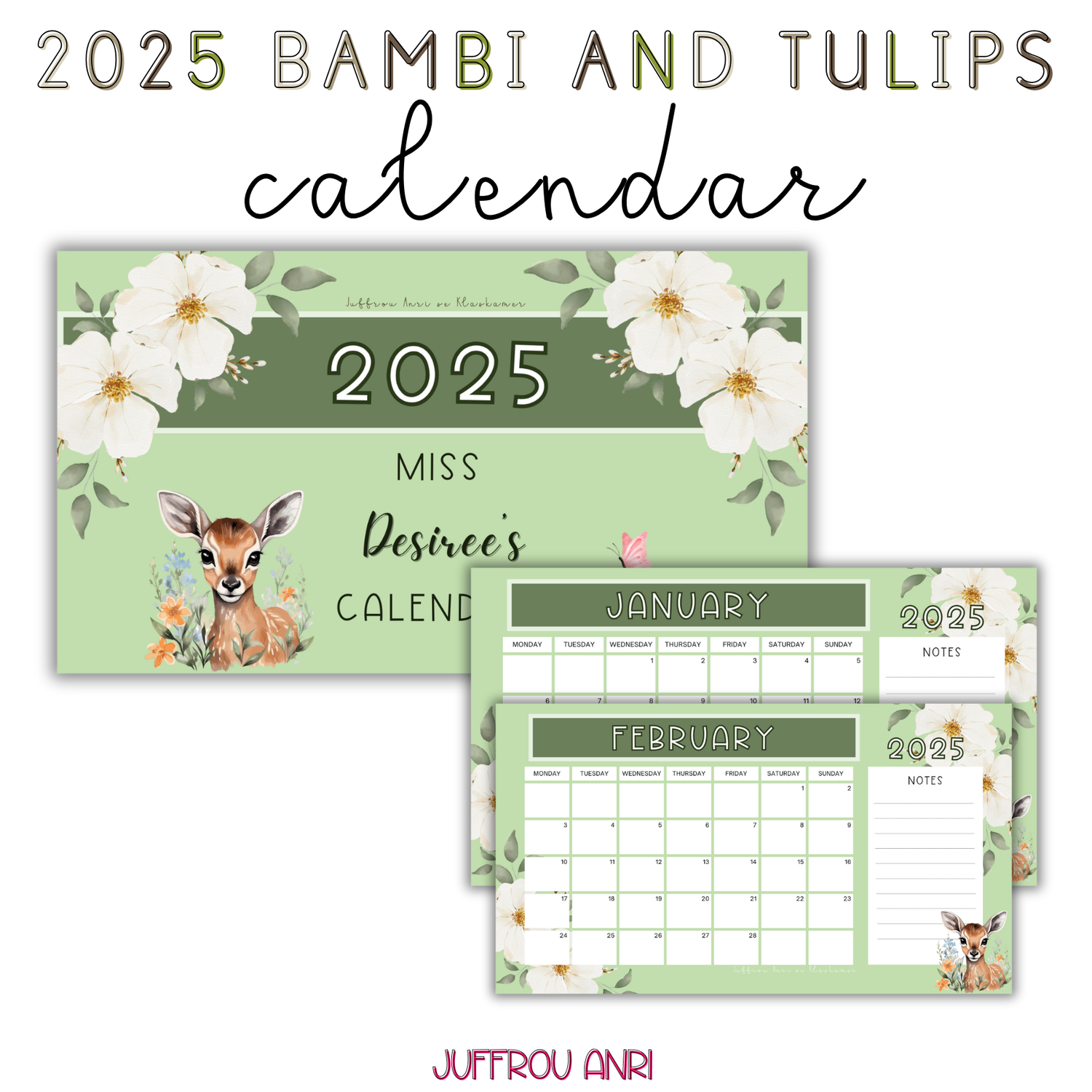2025 BAMBI AND TULIPS CALENDAR