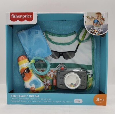 Fisher-Price Tiny Tourist Gift Set – 4-piece travel-themed baby toy set