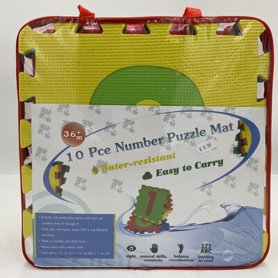 Number Puzzle Mat – 10 colorful interlocking foam tiles featuring numbers for toddler play and learning​
