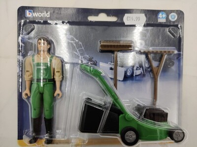 Bruder World - Man with Lawn Mower 2103