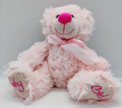 Baby Girl Pink Bear 8in – Soft pink plush teddy bear for newborn girls.

