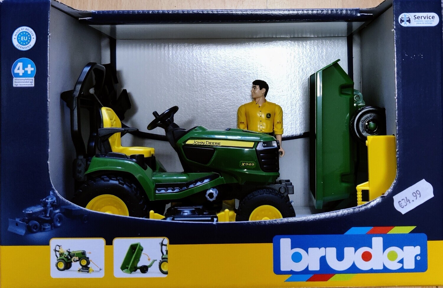 Bruder 62104 John Deere Ride on Mower with Figure