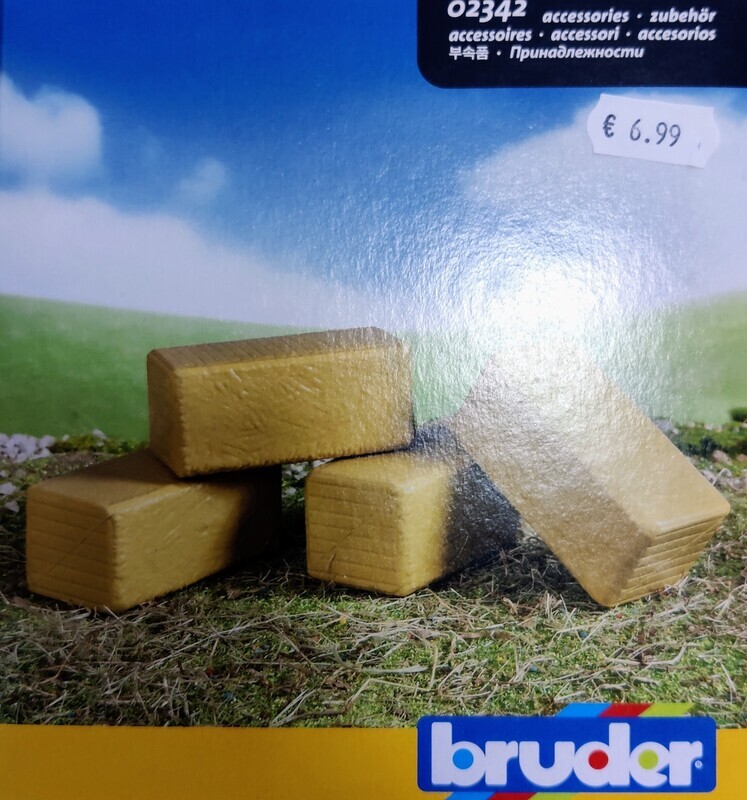 Bruder 02342 Pack of 4 Square Hay Bales – 1:16 Scale Model

