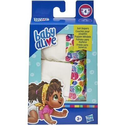 Baby Alive Diapers – Refill pack for Baby Alive dolls, includes multiple diapers.

