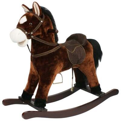 Rocking Horse with Sound and Moving Mouth 2 Colours Brown or Light Brown