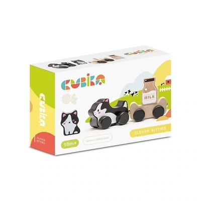 Cubika Wooden Clever Kitties magnetic train set with cat figures​

