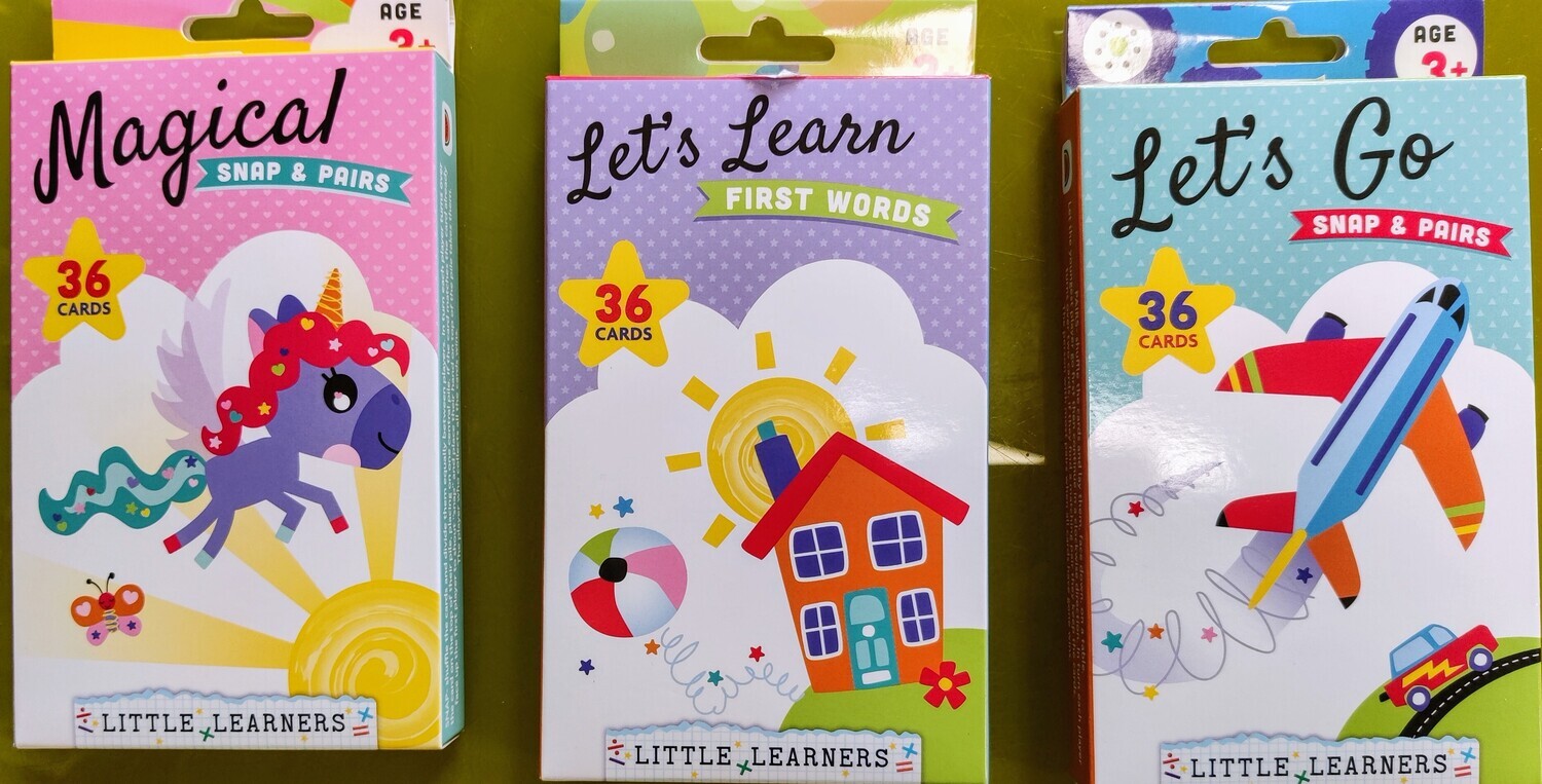 Let's Learn Flashcards set with three educational packs for children


