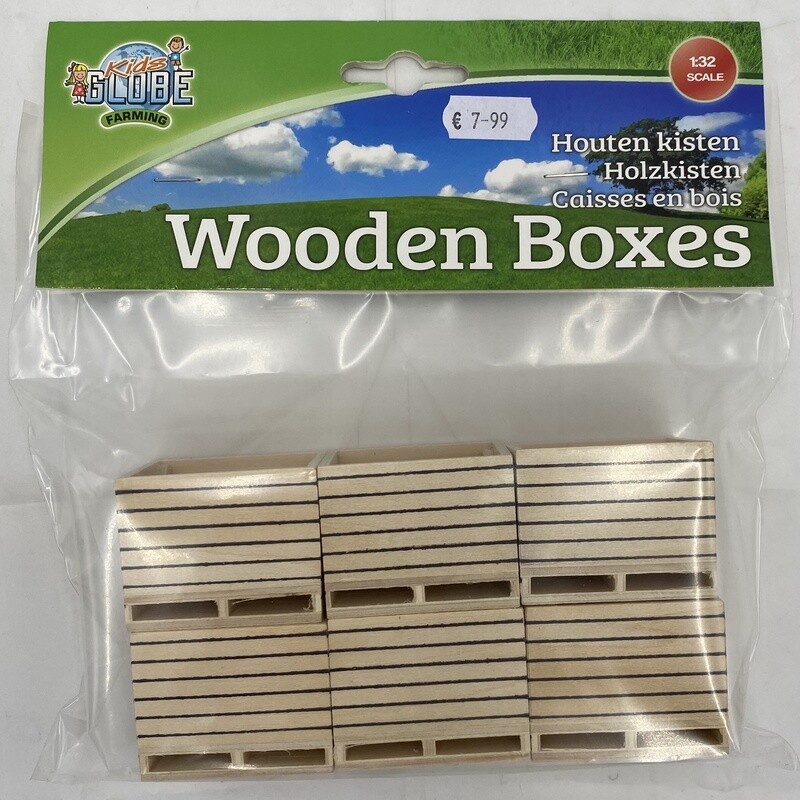 Set of 6 Kids Globe 1:32 scale wooden boxes for farm dioramas​

