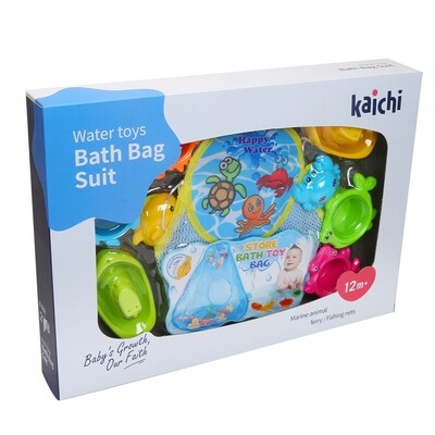 28-piece Bath Bag Suit – Colorful bath toys set with storage bag for toddlers​

