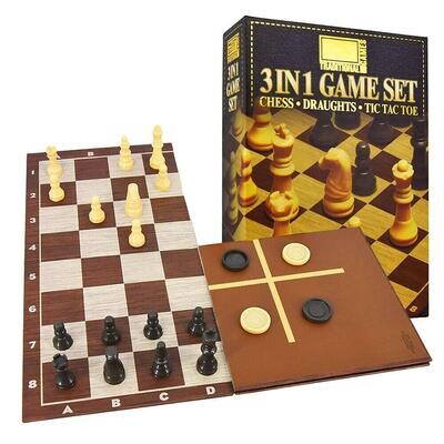 3 in 1 Chess Draughts and Tic Tac Toe