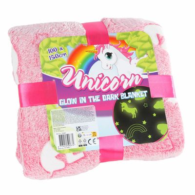 Glow in the Dark Pink Unicorn Blanket