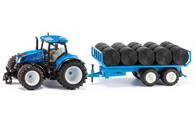 Siku 8615 New Holland T7 315 HD and Bale Trailer