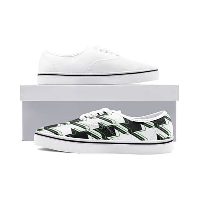 Unisex Canvas Shoes Fashion Low Cut Loafer Sneakers (ONE SHOE W/ HOUNDSTOOTH Pattern ONLY!!! While other Shoe is white.