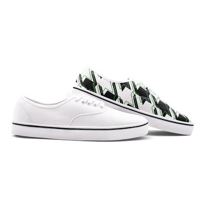 Unisex Canvas Shoes Fashion Low Cut Loafer Sneakers (ONE SHOE W/ HOUNDSTOOTH Pattern ONLY!!! While other Shoe is white.