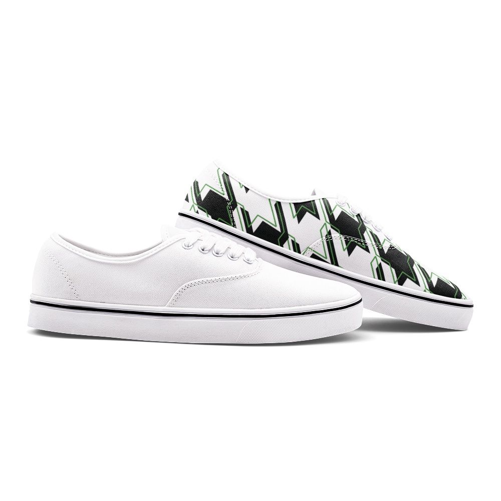 Unisex Canvas Shoes Fashion Low Cut Loafer Sneakers (ONE SHOE W/ HOUNDSTOOTH Pattern ONLY!!! While other Shoe is white.