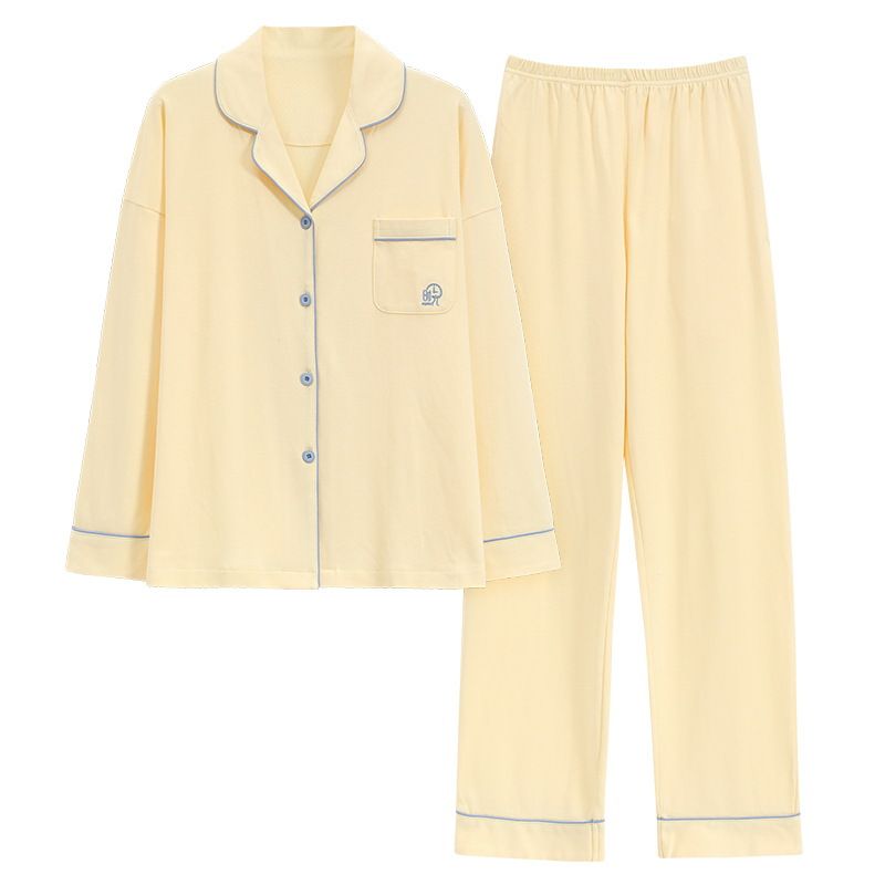 Pajamas Women&#39;s Spring And Autumn 100 Cotton Long-sleeved Trousers Class A Anti-mite And Bacteriostatic Simple High-end Autumn And Winter Home Clothes Suit