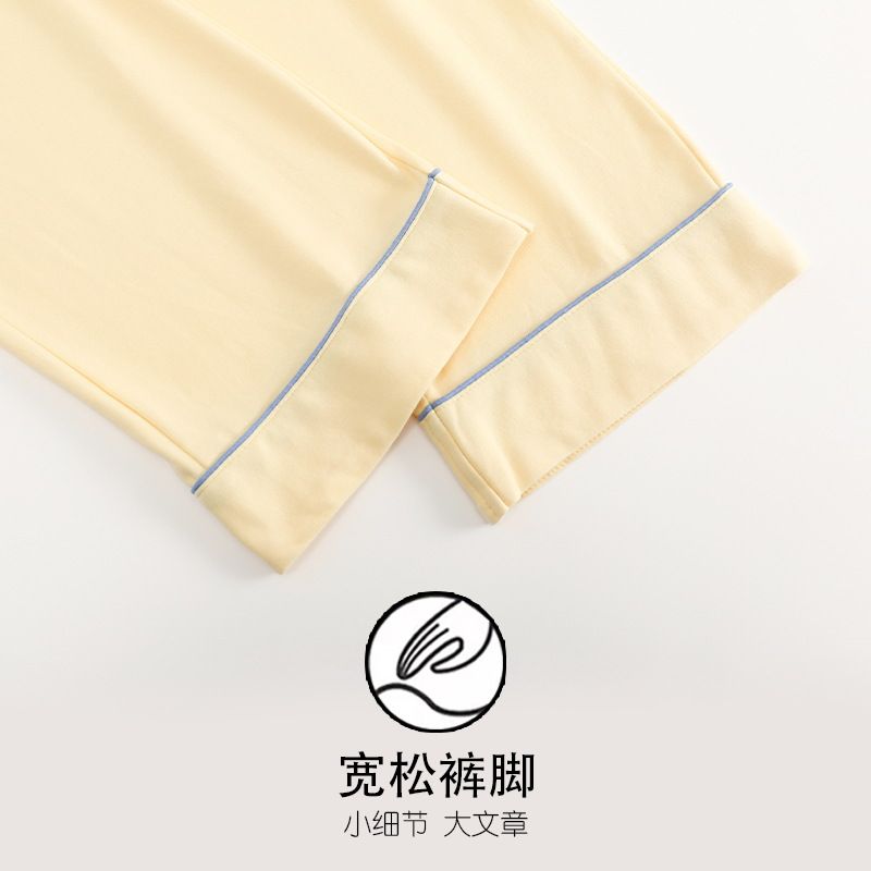 Pajamas Women&#39;s Spring And Autumn 100 Cotton Long-sleeved Trousers Class A Anti-mite And Bacteriostatic Simple High-end Autumn And Winter Home Clothes Suit