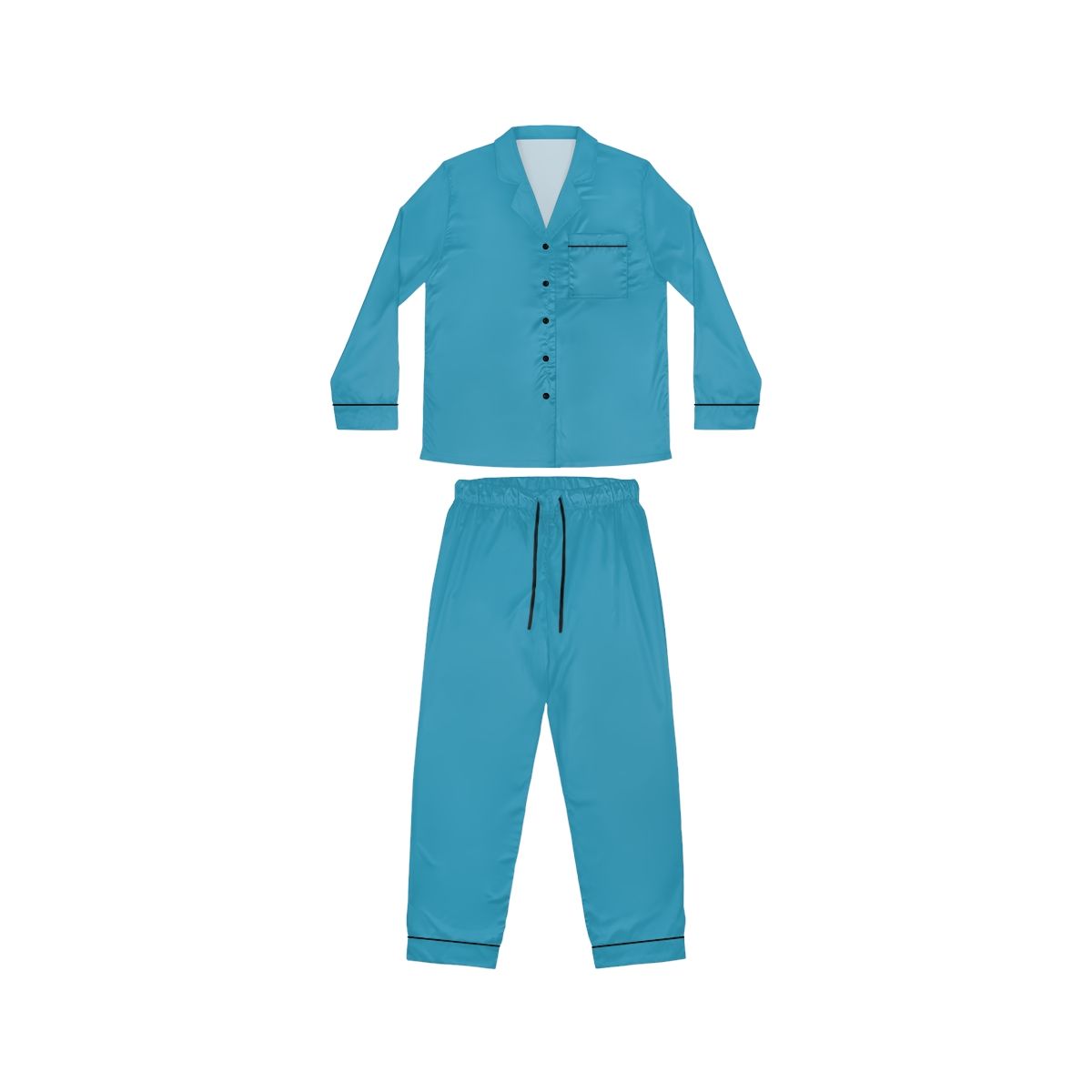 Women&#39;s Satin Pajamas (AOP), Detail color: Blue, Size: Xs