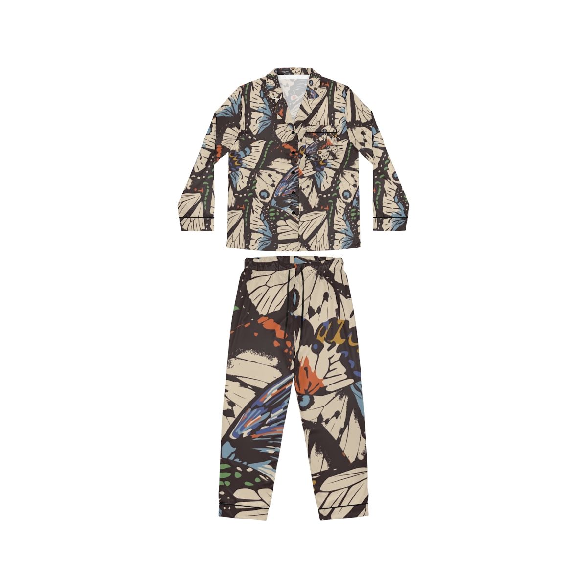 Satin Pajamas - Butterfly Unity Design, Sizes: M/L, Detail color: Black