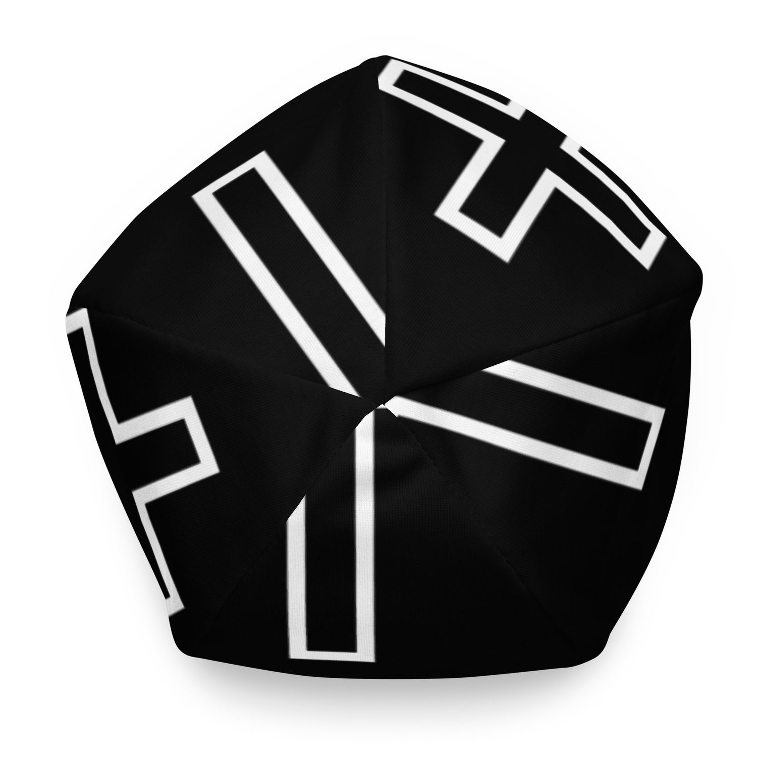 All-Over Cross Print Beanie Black Background