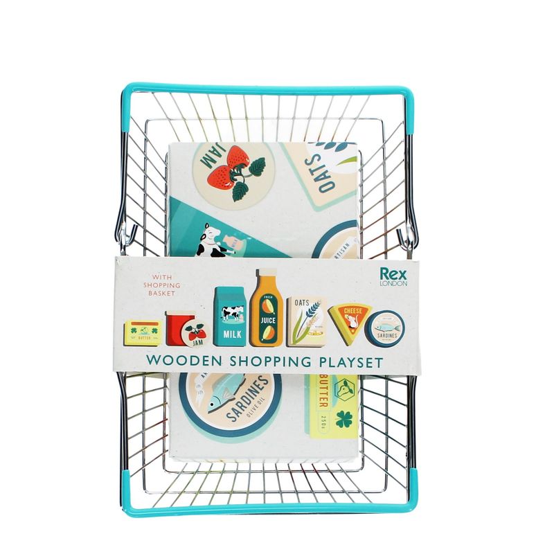 Wooden shopping Playset with Basket by Rex London.
