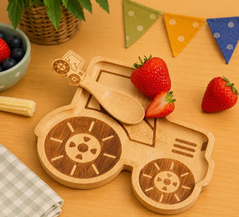 Bamboo Tractor Plate - Sass & Belle