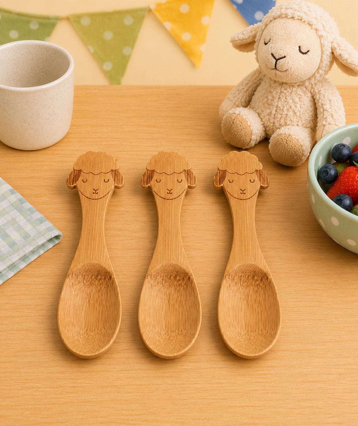Baa Baa Lamb Bamboo Spoons - Set of 3
