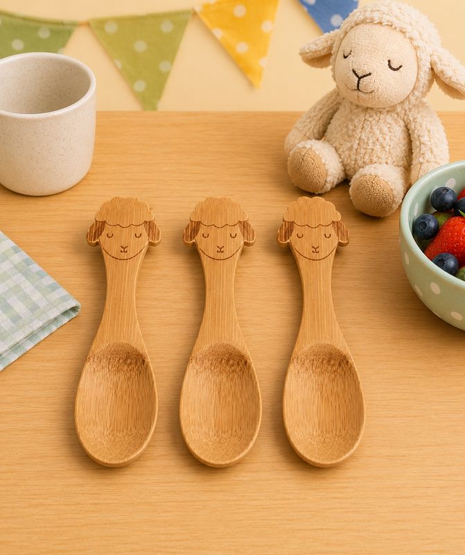 Baa Baa Lamb Bamboo Spoons - Set of 3