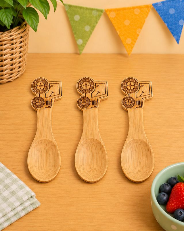 Tractor Bamboo Spoons - Set of 3