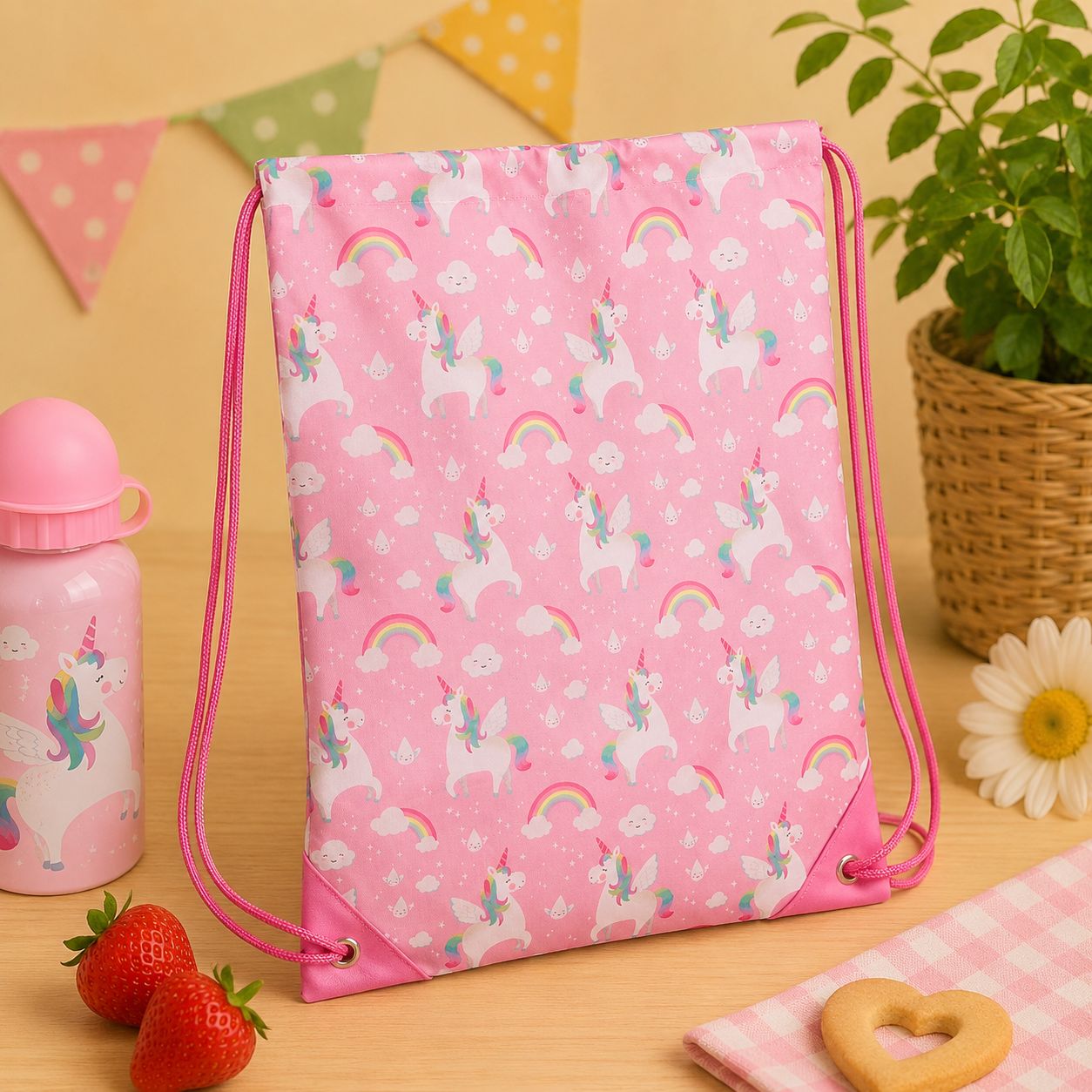 Rainbow Unicorn Drawstring Bag Sass & Belle