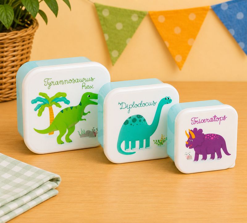 Set of  3 Roarsome Dinosaur Lunch Boxes Sass & Belle