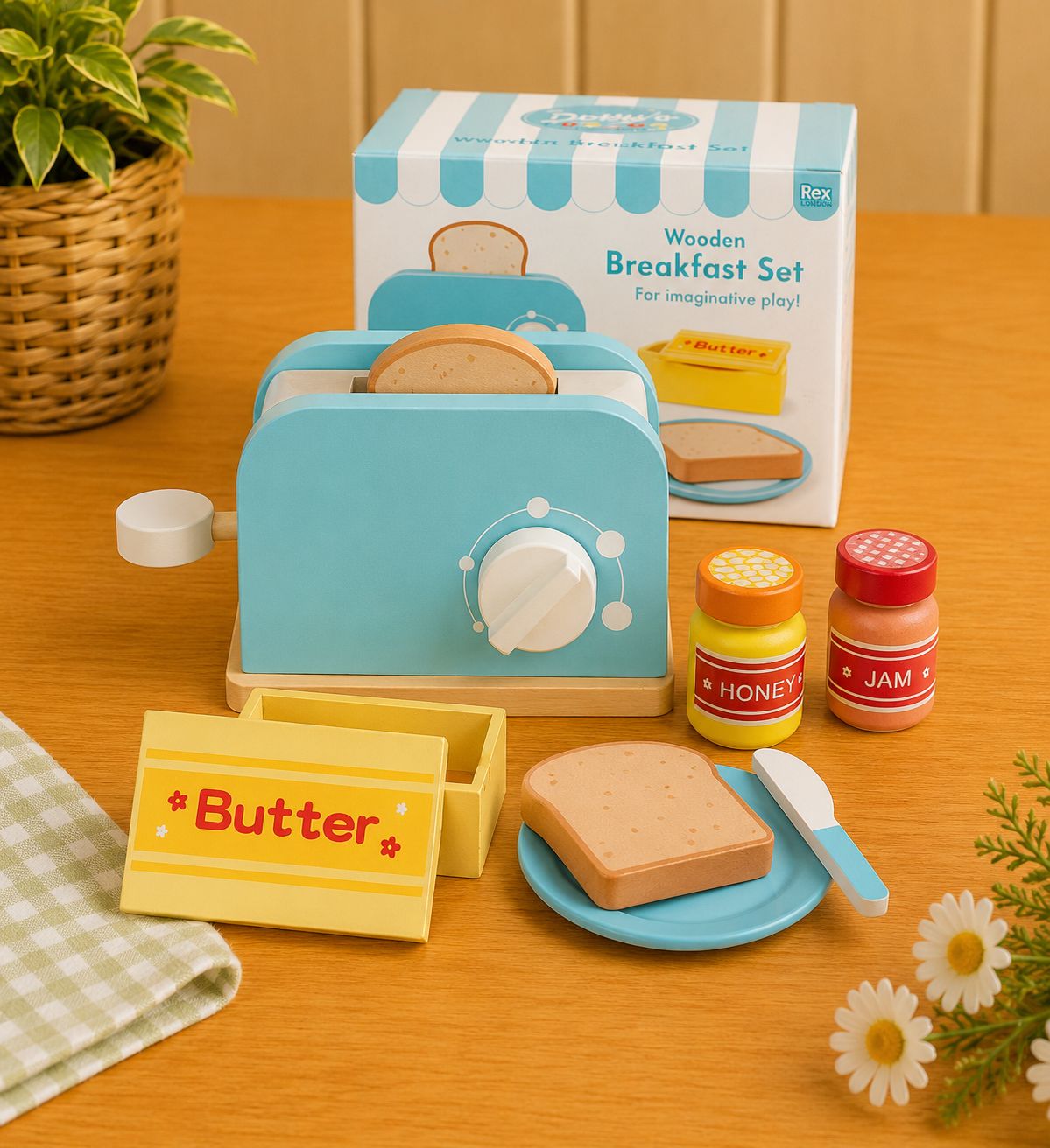 Wooden Toy Toaster Set by Rex London Wooden Toy Toaster Set by Rex London