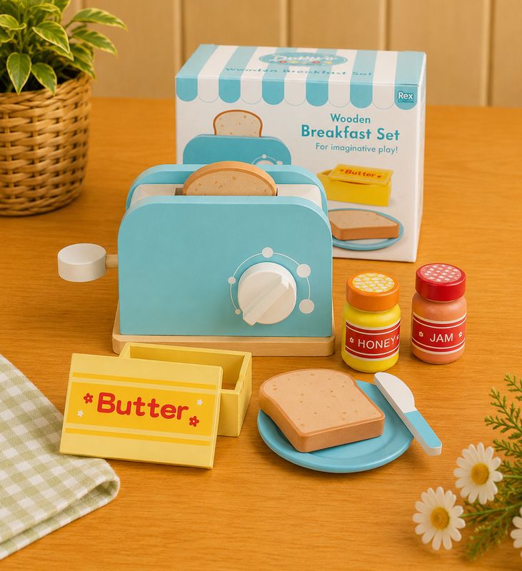 Wooden Toy Toaster Set  by Rex London