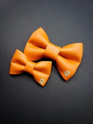 Tangerine Leather Bow Tie