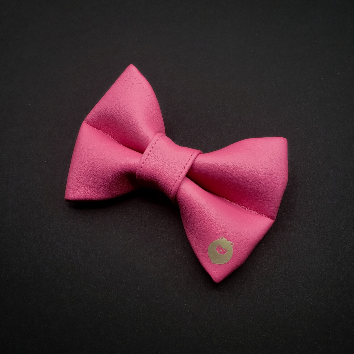 Neon Pink Leather Bow Tie 