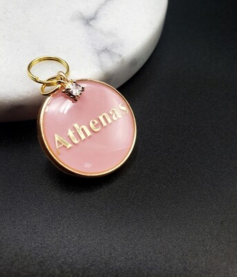Gold Metal Dusty Rose Pet ID Tag