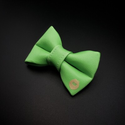 Neon Green Leather Bow Tie 
