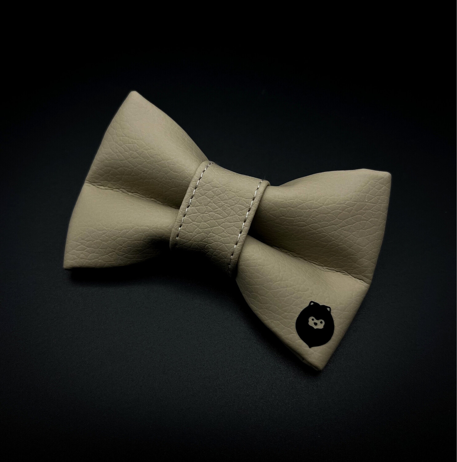 Beige Leather Bow Tie