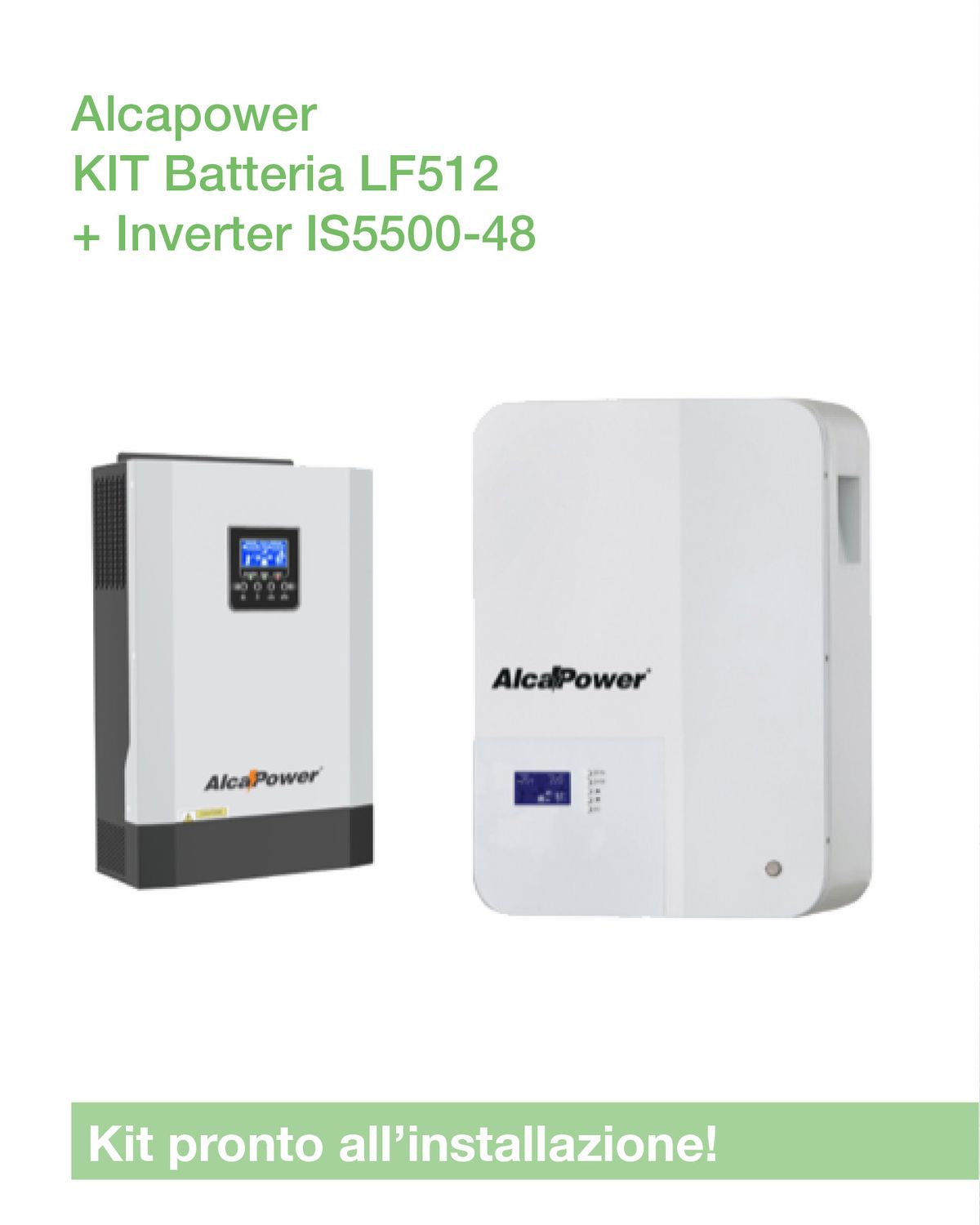 Kit Fotovoltaico Alcapower 5.12 kWh + Inverter Ibrido 5.5 kW – Soluzione Off-Grid Completa
