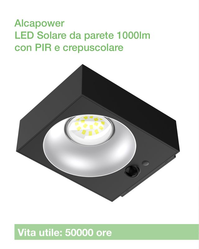 Lampada Solare da Parete Alcapower SWL15 | 1000 lm, PIR, Crepuscolare