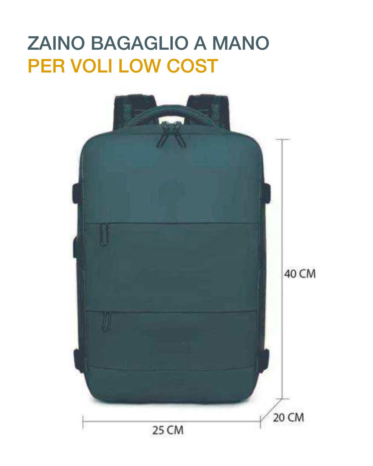 Zaino Bagaglio a Mano SaatchiTech | 40x25x20cm, Low Cost Ready