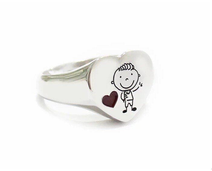 Anello cuore con Bimbi in Argento 925