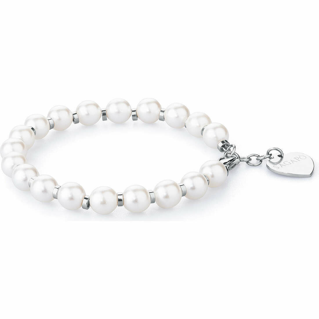S’Agapõ Bracciale Happy Base Perle Bianche