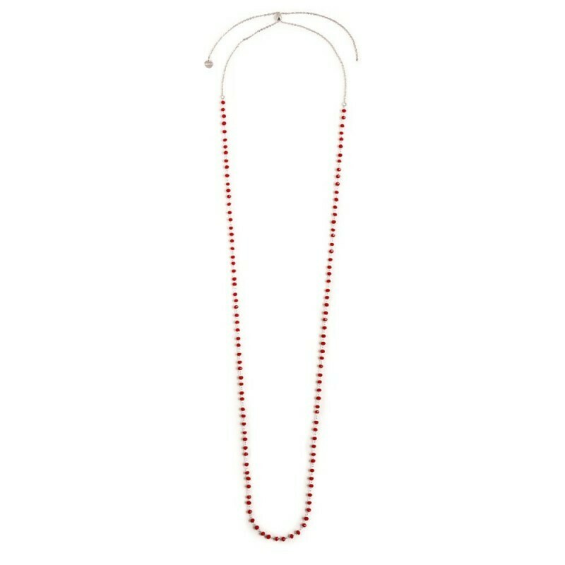 Marlù Collana Cristalli Rossi 3mm 90 cm Acciaio