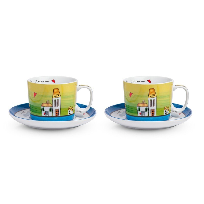 Egan Set Tazze Colazione con piattini Le Casette