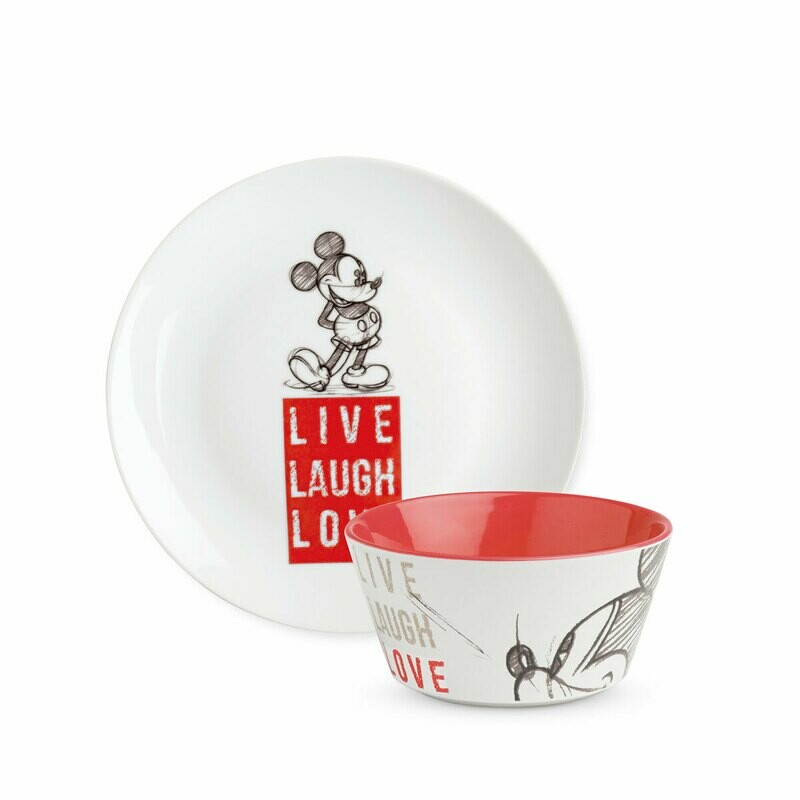 Egan Set piatto dolce e bowl Mickey Live Laugh Love