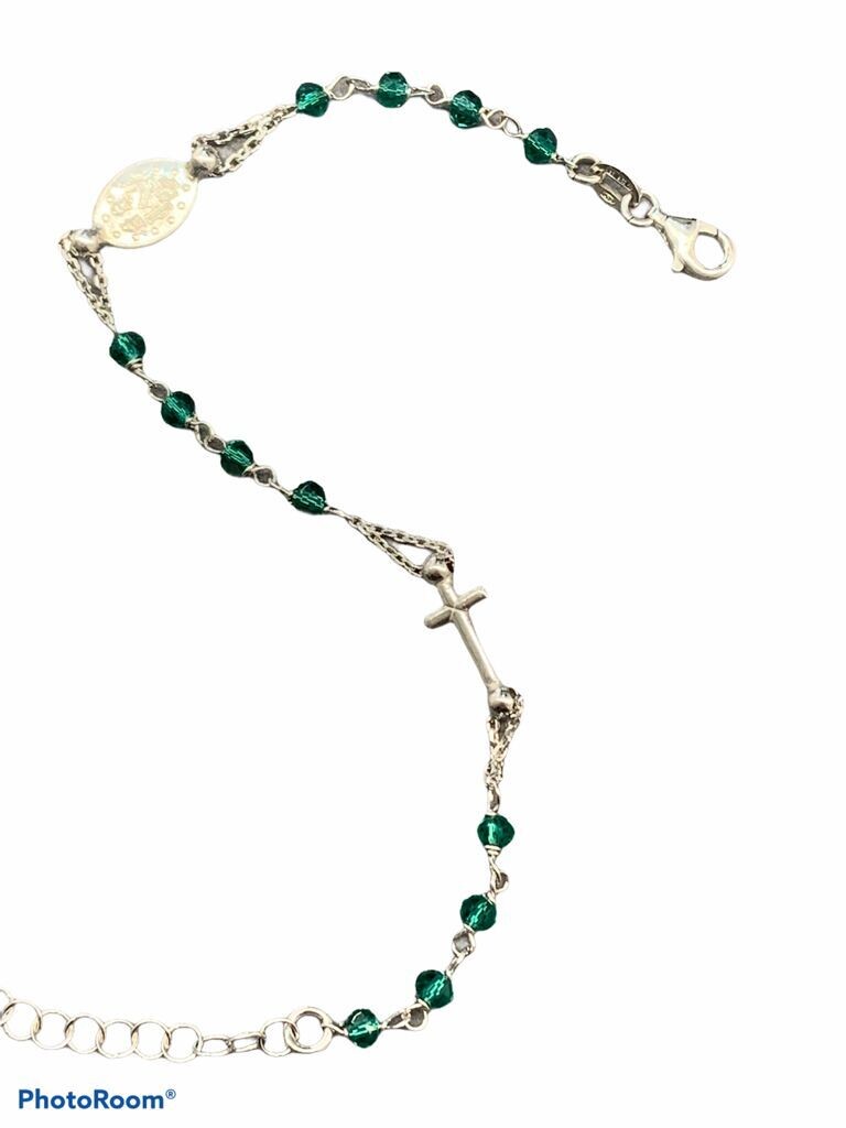 Bracciale Argento Rosario Croce Madonnina, Varianti: Rosario Argento Grani Verdi