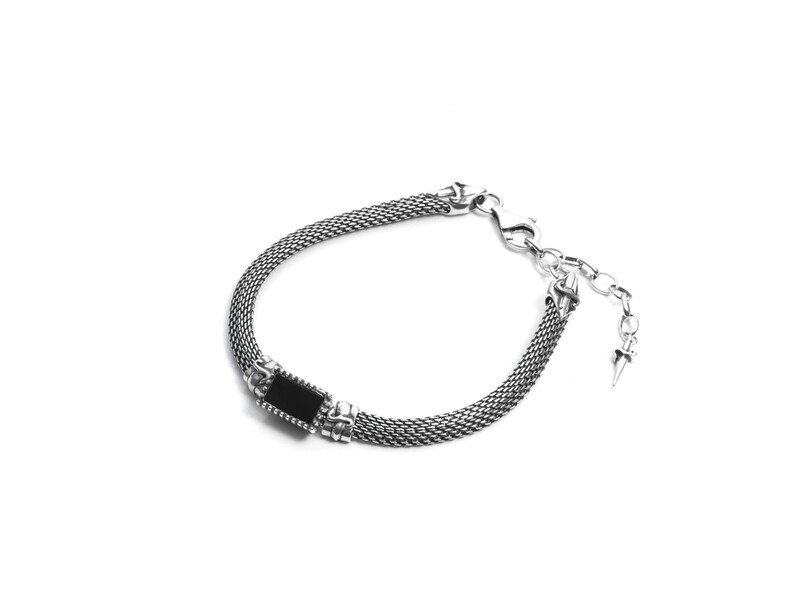 Cesare Paciotti Bracciale Argento Onix And Lapis